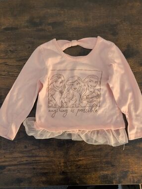 5/$25 Disney Pink Long-Sleeve Tee with Tulle Hem 3T
